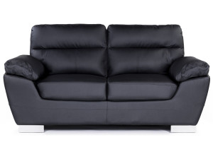 Ledersofa aus rekonstituiertem Leder und PVC "Dallas" - 169 x 88 x 90 cm - 2-Sitzer - Schwarz 2