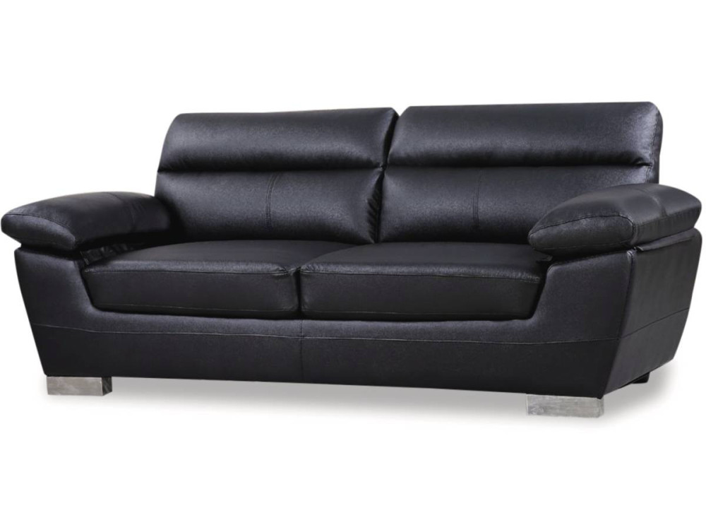 Ledersofa aus rekonstituiertem Leder und PVC "Dallas" - 210 X 88 X 90 cm - 3-Sitzer - Schwarz