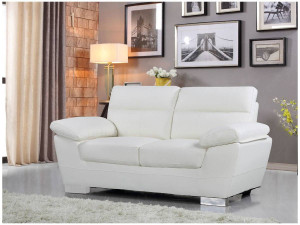 Ledersofa aus rekonstituiertem Leder und PVC "Dallas" - 169 x 88 x 90 cm - 2-Sitzer - Weiß 2