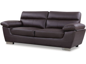 Ledersofa aus rekonstituiertem Leder und PVC "Dallas" - 210 X 88 X 90 cm - 3-Sitzer - Schokolade