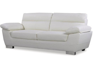 Ledersofa aus rekonstituiertem Leder und PVC "Dallas" - 210 X 88 X 90 cm - 3-Sitzer - Weiß