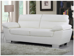 Ledersofa aus rekonstituiertem Leder und PVC "Dallas" - 210 X 88 X 90 cm - 3-Sitzer - Weiß 2