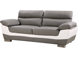 Sofa aus rekonstituiertem Leder und PVC "Dallas" - 210 X 88 X 90 cm - 3-Sitzer - Weiß / Grau