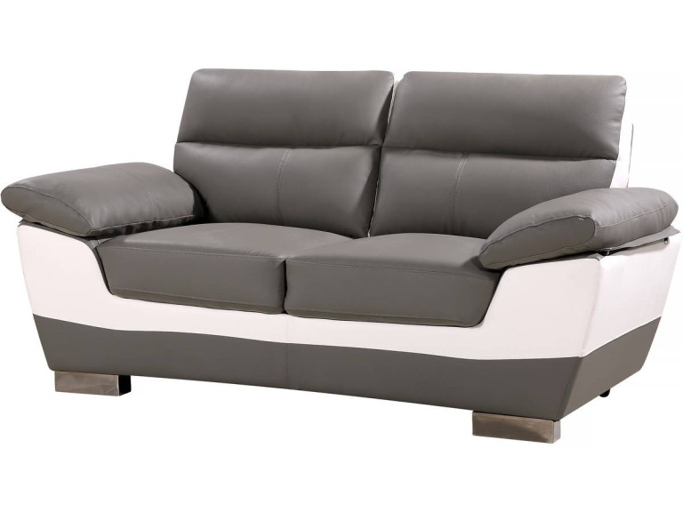 Sofa aus rekonstituiertem Leder und PVC "Dallas" - 169 x 88 x 90 cm - 2-Sitzer - Weiß / Grau