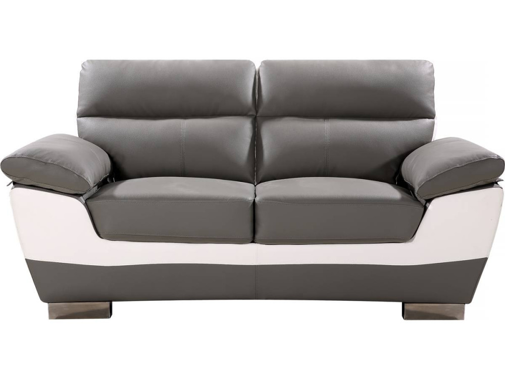 Sofa aus rekonstituiertem Leder und PVC "Dallas" - 169 x 88 x 90 cm - 2-Sitzer - Weiß / Grau
