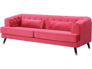 Sofa aus Samt "Gloria" - 216 x 86 x 76 cm - 3-Sitzer - Rot