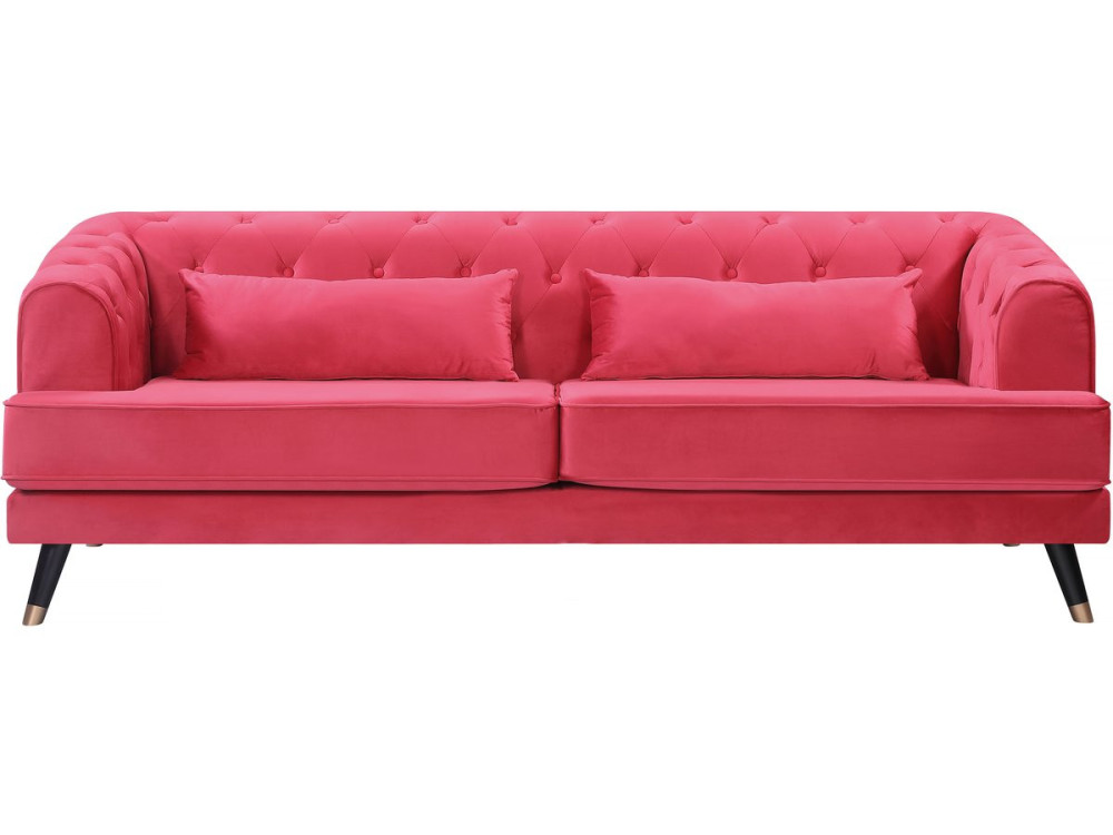 Sofa aus Samt "Gloria" - 216 x 86 x 76 cm - 3-Sitzer - Rot