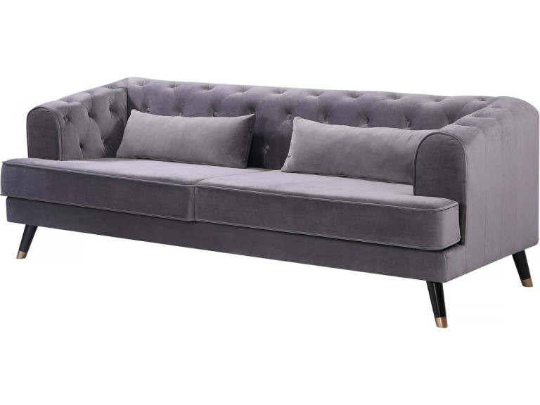Sofa aus Samt "Gloria" - 216 x 86 x 76 cm - 3-Sitzer - Grau