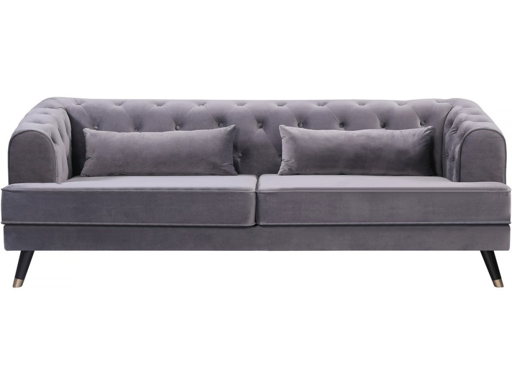 Sofa aus Samt "Gloria" - 216 x 86 x 76 cm - 3-Sitzer - Grau