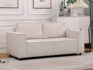 Sofa mit Schlaffunktion aus Cord "Montaigne S" - 3-Sitzer - Beige 2
