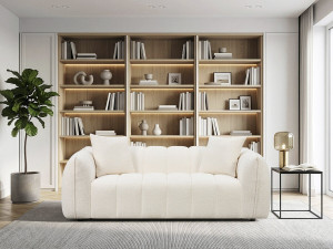Gerades Stoffsofa im Bubble-Stil „Balzac“ – 3-Sitzer – Cremefarben 2