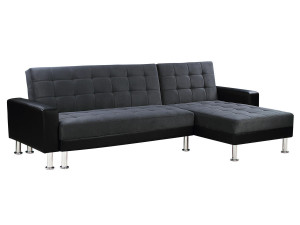 Ecksofa reversibel mit Schlaffunktion "Theo" - 4 Personen - Schwarz/Grau