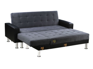Ecksofa reversibel mit Schlaffunktion "Theo" - 4 Personen - Schwarz/Grau 2