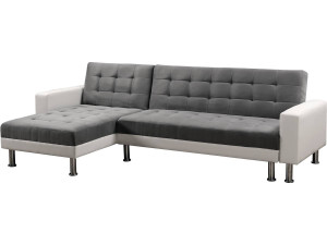 Ecksofa reversibel mit Schlaffunktion "Theo" - 258 x 82/147 x 82 cm - 4 Personen - Weiß / Grau