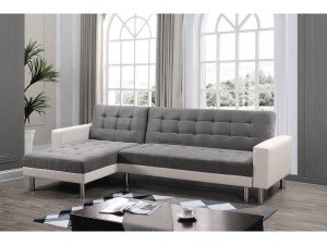 Ecksofa reversibel mit Schlaffunktion "Theo" - 258 x 82/147 x 82 cm - 4 Personen - Weiß / Grau 2