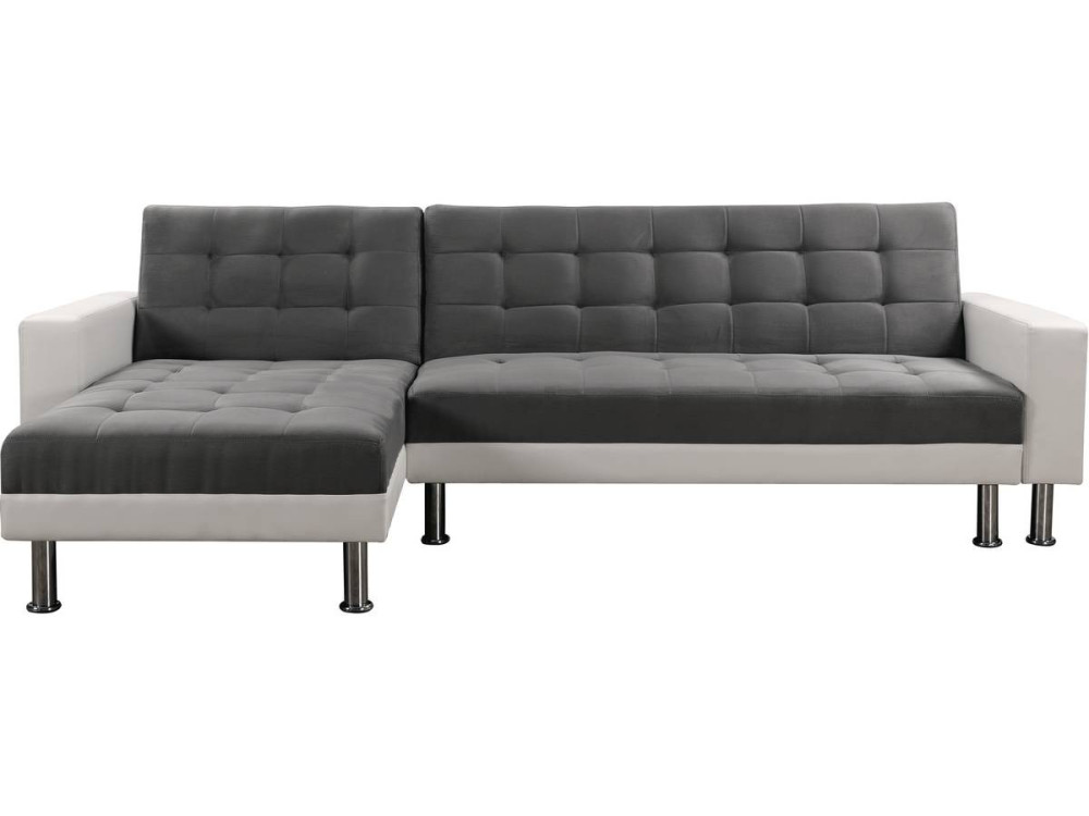 Ecksofa reversibel mit Schlaffunktion "Theo" - 258 x 82/147 x 82 cm - 4 Personen - Weiß / Grau