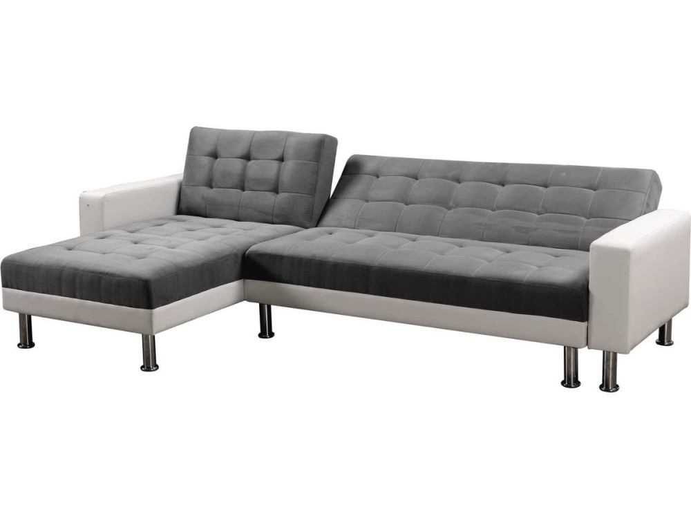 Ecksofa reversibel mit Schlaffunktion "Theo" - 258 x 82/147 x 82 cm - 4 Personen - Weiß / Grau