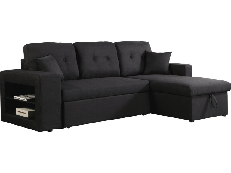 Ecksofa reversibel mit Schlaffunktion "Axel" - 3-Sitzer - Schwarz