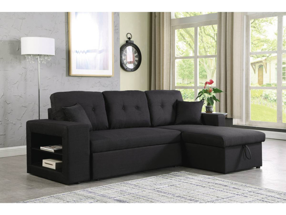 Ecksofa reversibel mit Schlaffunktion "Axel" - 3-Sitzer - Schwarz