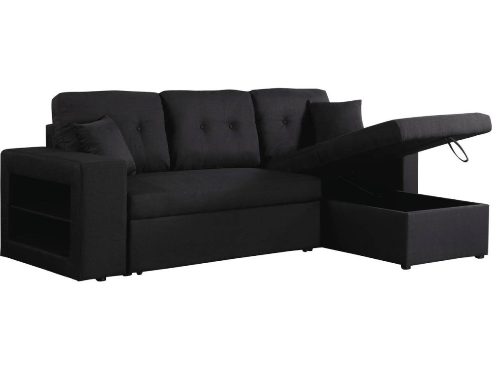 Ecksofa reversibel mit Schlaffunktion "Axel" - 3-Sitzer - Schwarz