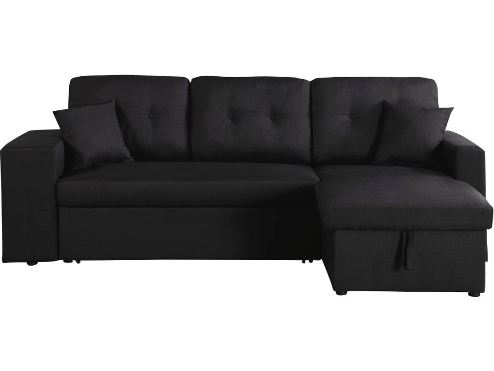 Ecksofa reversibel mit Schlaffunktion "Axel" - 3-Sitzer - Schwarz