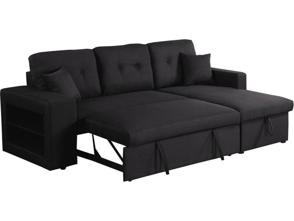 Ecksofa reversibel mit Schlaffunktion "Axel" - 3-Sitzer - Schwarz