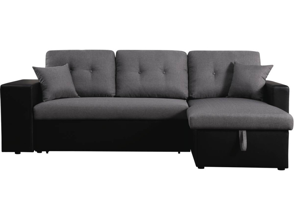 Ecksofa reversibel mit Schlaffunktion "Axel" - 3-Sitzer - Schwarz / Grau