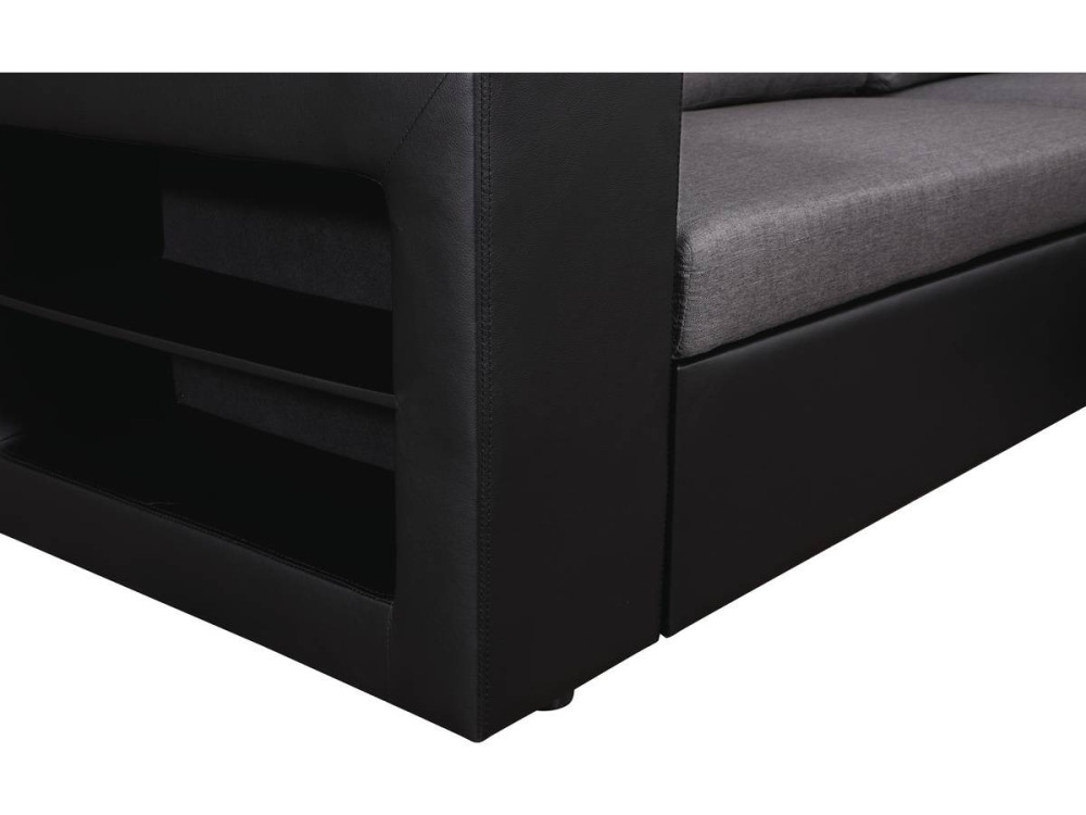 Ecksofa reversibel mit Schlaffunktion "Axel" - 3-Sitzer - Schwarz / Grau