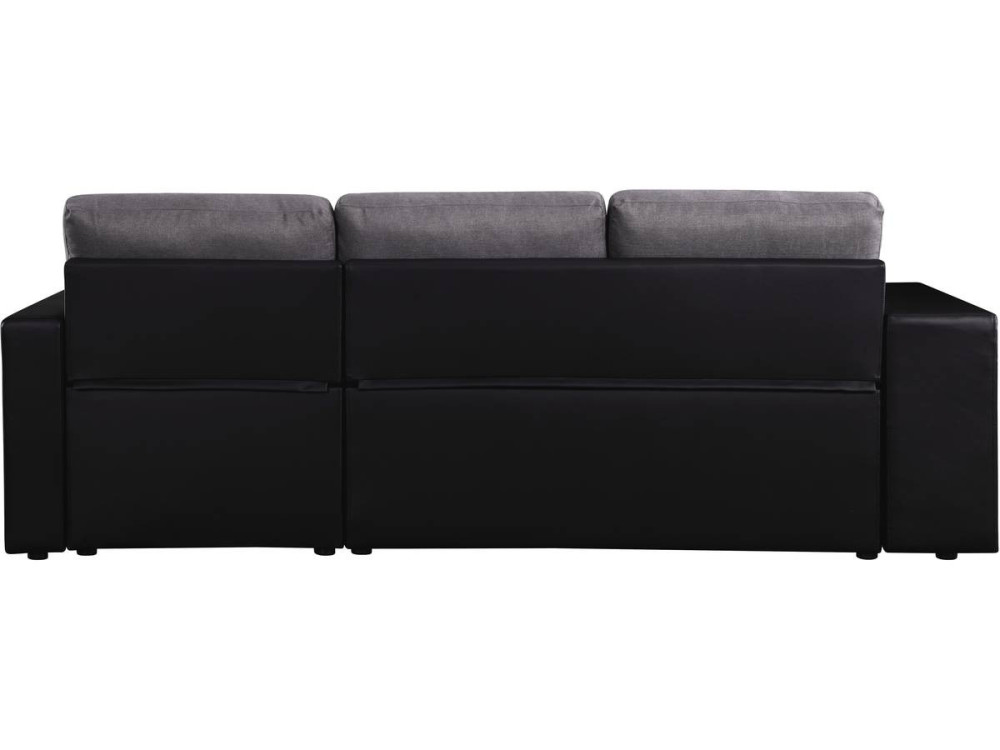 Ecksofa reversibel mit Schlaffunktion "Axel" - 3-Sitzer - Schwarz / Grau