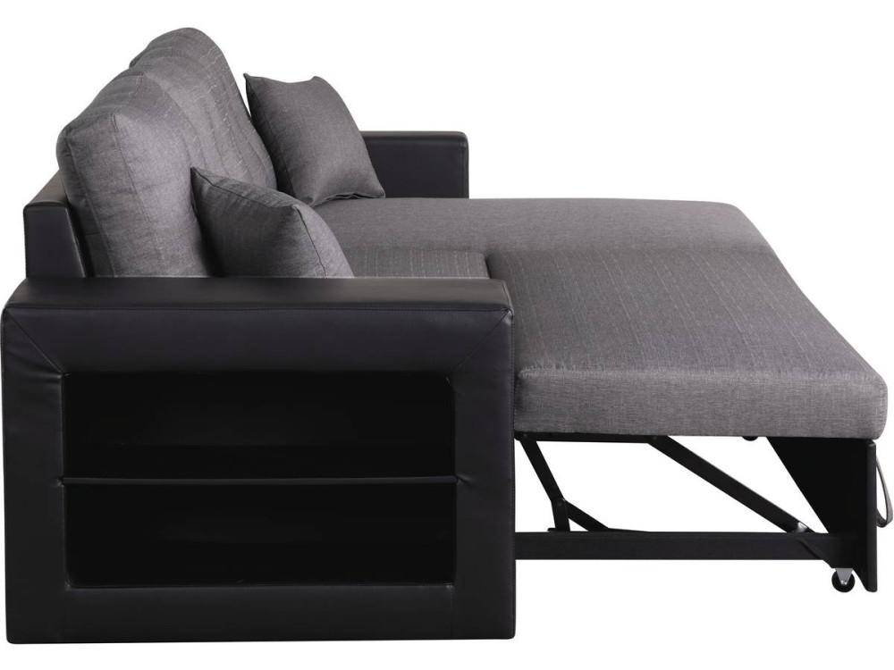 Ecksofa reversibel mit Schlaffunktion "Axel" - 3-Sitzer - Schwarz / Grau