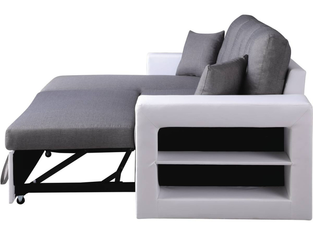 Ecksofa reversibel mit Schlaffunktion "Axel" - 3-Sitzer - Weiß / Grau