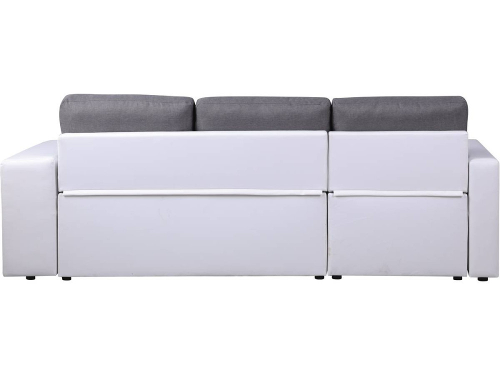 Ecksofa reversibel mit Schlaffunktion "Axel" - 3-Sitzer - Weiß / Grau