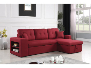 Ecksofa reversibel mit Schlaffunktion "Axel" - 3-Sitzer - Rot 2