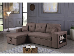 Ecksofa reversibel mit Schlaffunktion "Axel" - 3-Sitzer - Taupe 2