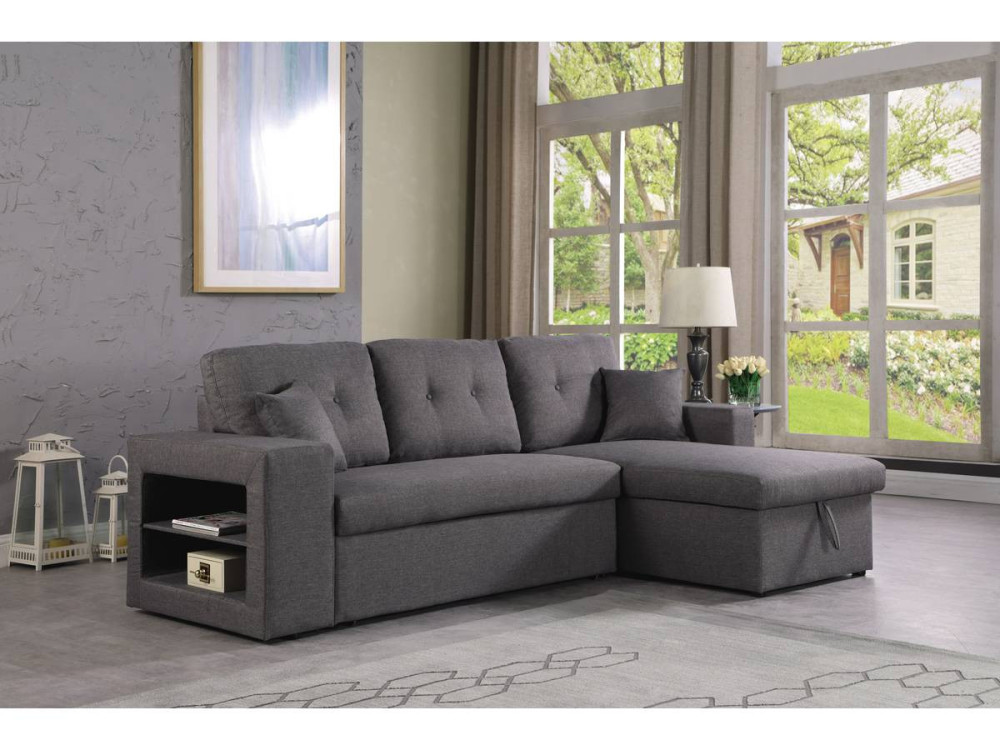 Ecksofa reversibel mit Schlaffunktion "Axel" - 3-Sitzer - Grau