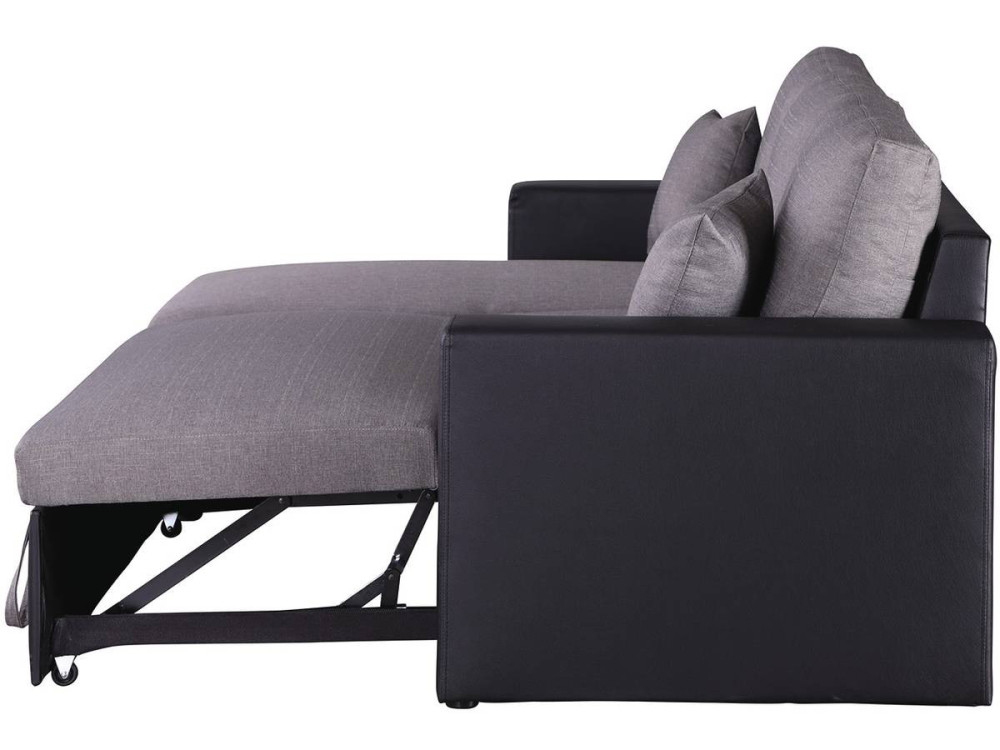 Ecksofa reversibel mit Schlaffunktion und Stauraum „Alain“ - 3-Sitzer - Schwarz / Grau