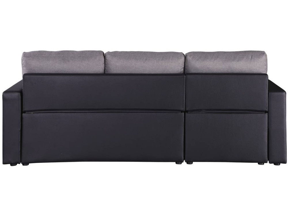 Ecksofa reversibel mit Schlaffunktion und Stauraum „Alain“ - 3-Sitzer - Schwarz / Grau
