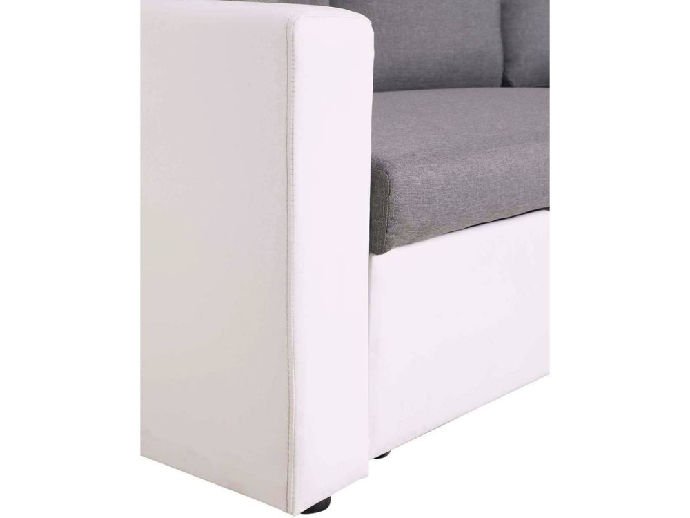 Ecksofa reversibel mit Schlaffunktion und Stauraum „Alain“ - 221 x 145 x 85 cm - 3-Sitzer - Weiß / Grau