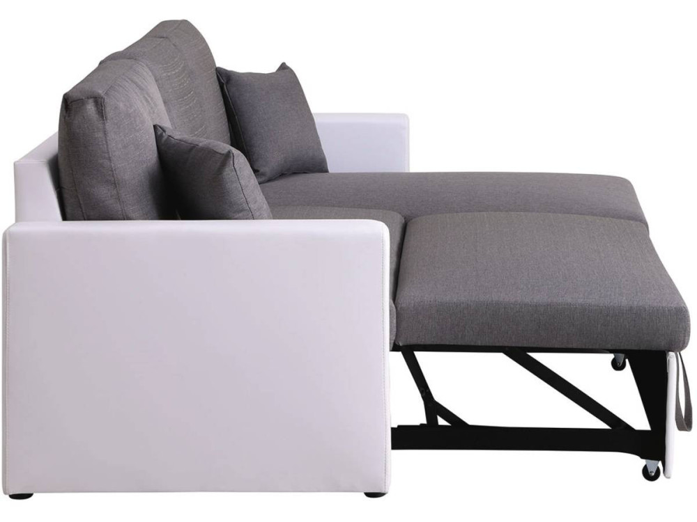 Ecksofa reversibel mit Schlaffunktion und Stauraum „Alain“ - 221 x 145 x 85 cm - 3-Sitzer - Weiß / Grau