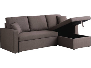 Ecksofa reversibel mit Schlaffunktion und Stauraum „Alain“ - 3-Sitzer - Taupe