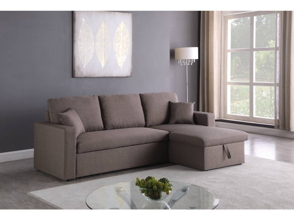 Ecksofa reversibel mit Schlaffunktion und Stauraum „Alain“ - 3-Sitzer - Taupe
