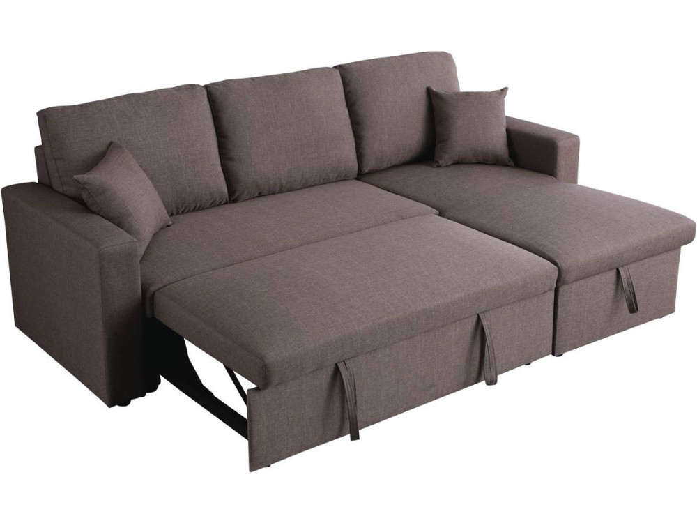 Ecksofa reversibel mit Schlaffunktion und Stauraum „Alain“ - 3-Sitzer - Taupe