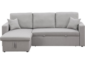 Ecksofa reversibel mit Schlaffunktion und Stauraum „Alain“ - 3-Sitzer - Hellgrau