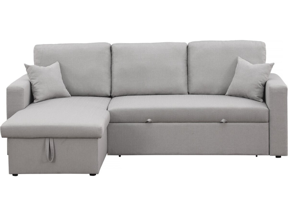 Ecksofa reversibel mit Schlaffunktion und Stauraum „Alain“ - 3-Sitzer - Hellgrau