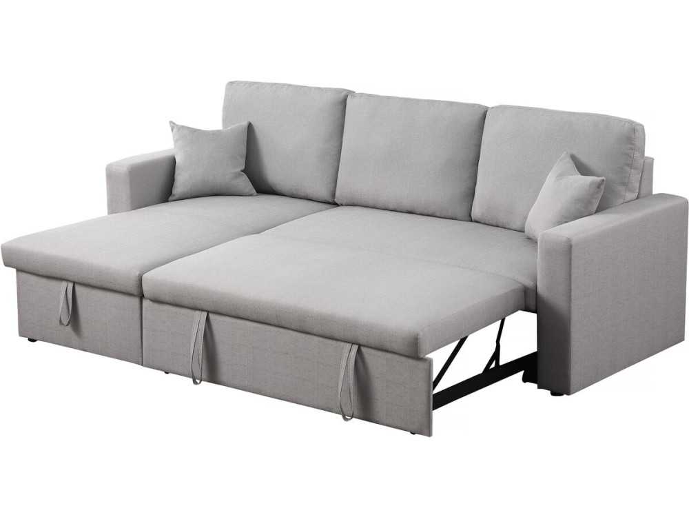 Ecksofa reversibel mit Schlaffunktion und Stauraum „Alain“ - 3-Sitzer - Hellgrau