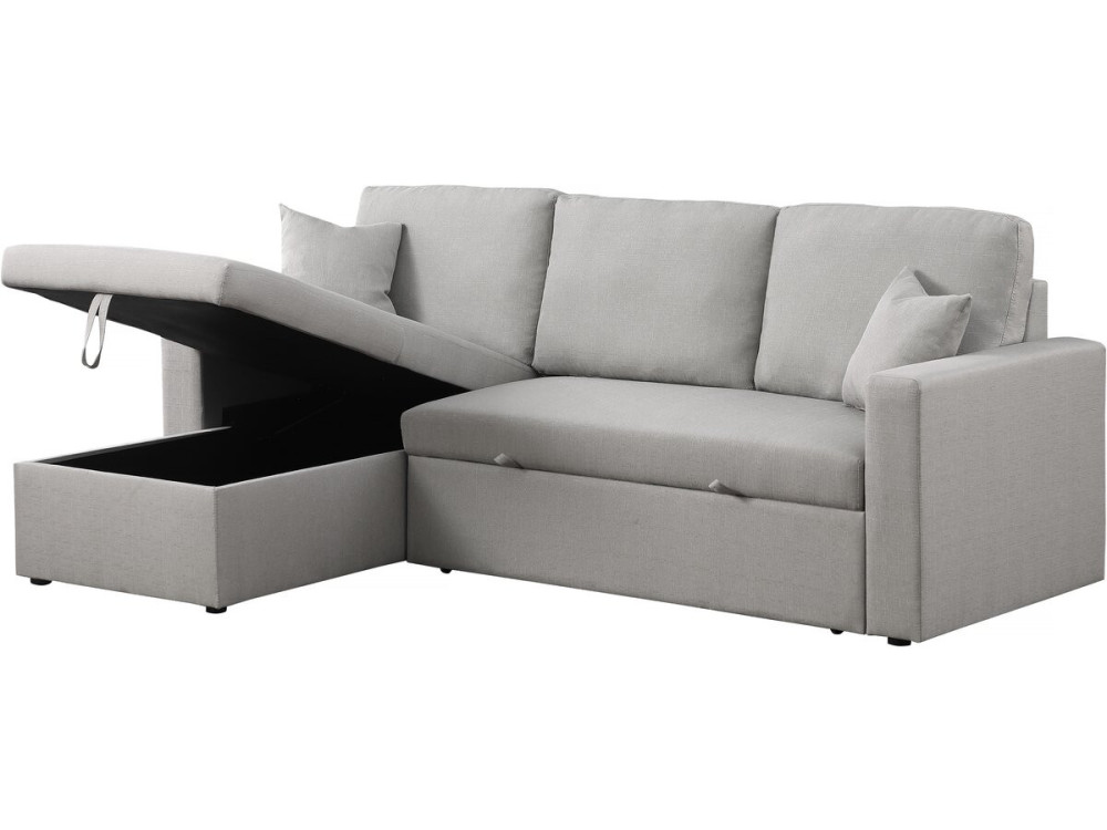 Ecksofa reversibel mit Schlaffunktion und Stauraum „Alain“ - 3-Sitzer - Hellgrau