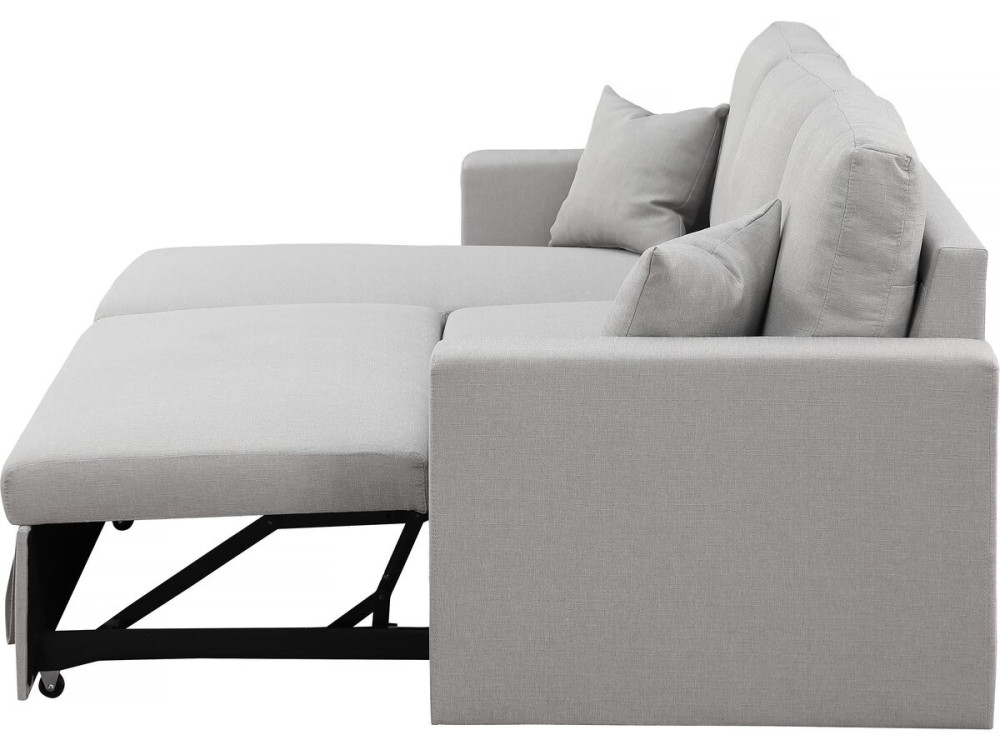 Ecksofa reversibel mit Schlaffunktion und Stauraum „Alain“ - 3-Sitzer - Hellgrau