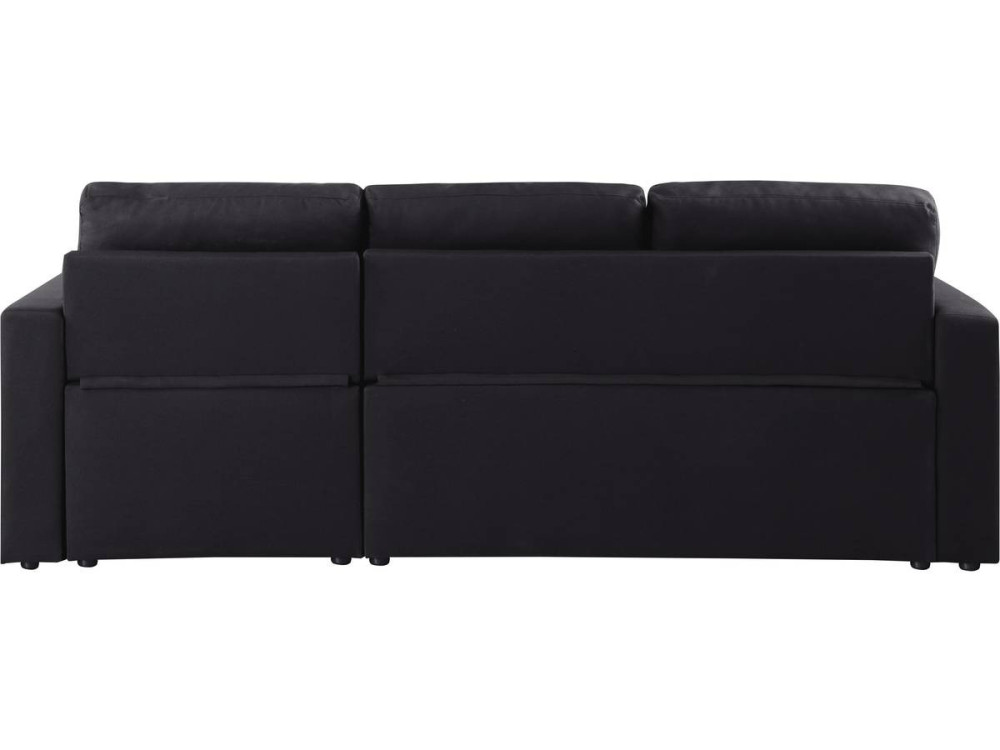Ecksofa reversibel mit Schlaffunktion „Alain“ - 221 x 145 x 85 cm - 3-Sitzer - Schwarz