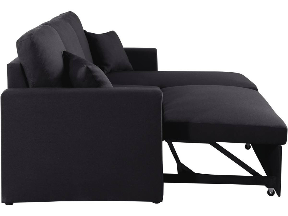 Ecksofa reversibel mit Schlaffunktion „Alain“ - 221 x 145 x 85 cm - 3-Sitzer - Schwarz