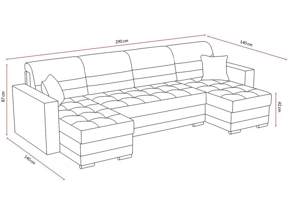 Panorama-Sofa mit Schlaffunktion und Stauraum "Antoine" - 5-Sitzer - Dunkelgrau/Hellgrau